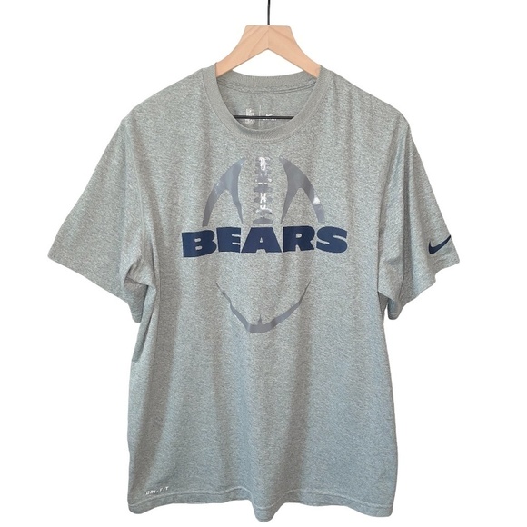 Nike Men's NFL Chicago Bears Short Sleeve Shirt Dri-Fit in Light Gray - Picture 1 of 11